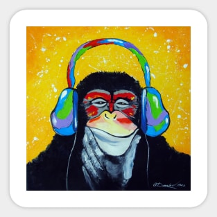 Monkey music lover Sticker